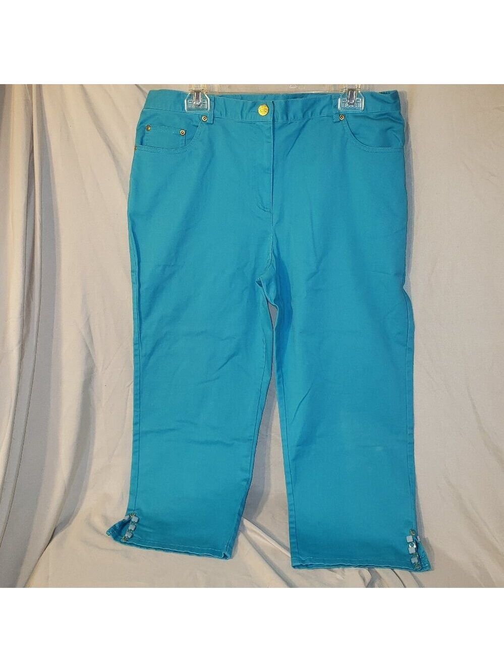 Women's Ruby Rd Wide Leg Cotton Pants with Embellished Hem - 14